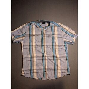 7 Diamonds Men's‎ Blue Plaid Casual Button Up Short Sleeve Shirt Size XL